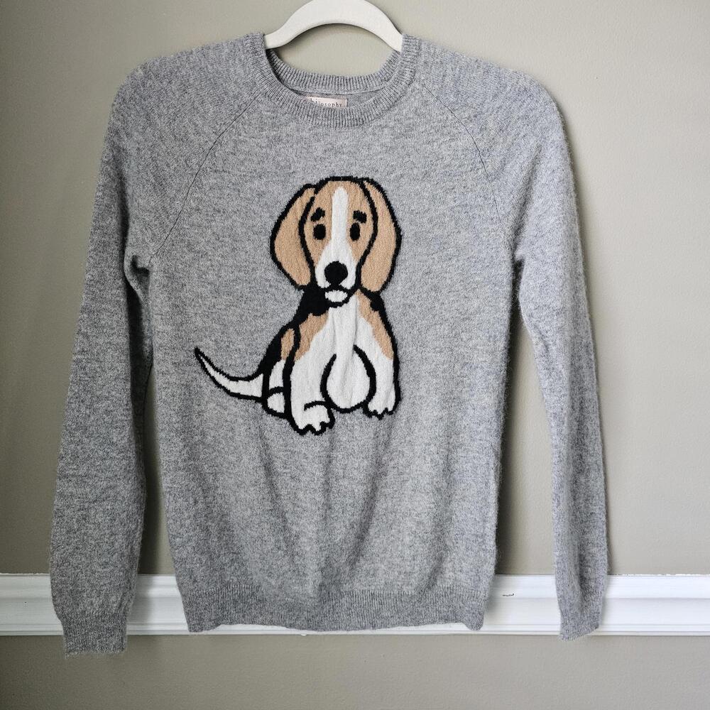 Philosophy Cashmere Gray Sweater with Dog Graphic Size Small